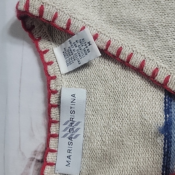 MARISA Christina Button Front Amish American Cross Stitch Cardigan size Medium - Picture 6 of 10